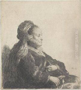 The Artist's Mother Seated, In An Oriental Headdress: Half Length.