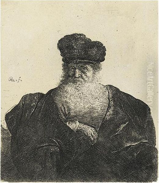 Old Man With Beard, Fur Cap And Velvet Cloak - view 1