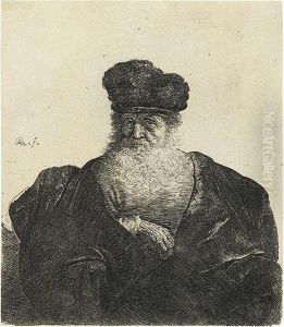 Old Man With Beard, Fur Cap And Velvet Cloak by Harmenszoon van Rijn Rembrandt