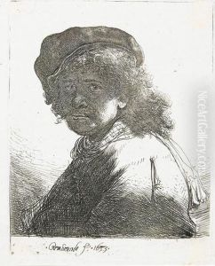 Self Portrait In A Cap And Scarf With The Face Dark: Bust.