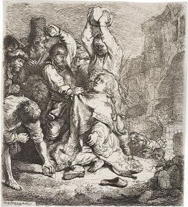 The Stoning Of St. Stephen. by Harmenszoon van Rijn Rembrandt