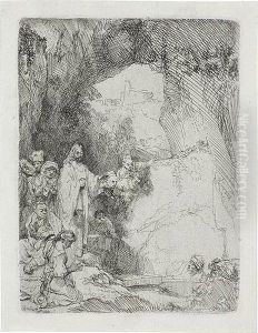 The Raising Of Lazarus: Small Plate. by Harmenszoon van Rijn Rembrandt
