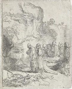 Christ Carried To The Tomb. by Harmenszoon van Rijn Rembrandt