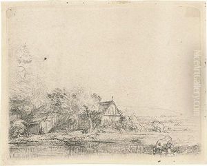 Landscape With A Cow. by Harmenszoon van Rijn Rembrandt