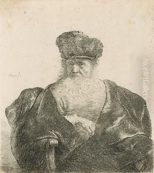 Old Man With Beard, Fur Cap, And Velvet Cloak - view 1