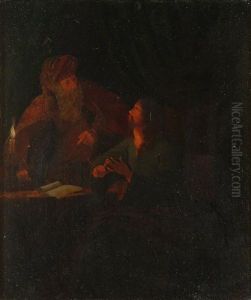 A Candlelit Conversation by Harmenszoon van Rijn Rembrandt