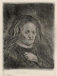 The Artist's Mother With Her Hands On Her Chest: Small Bust by Harmenszoon van Rijn Rembrandt