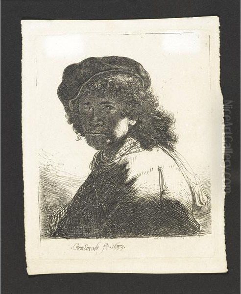 Self-portrait In A Cap And Scarf With The Face Dark - view 1