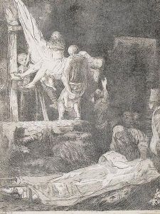 Die Kreuzabnahme Bei Fackelschein. by Harmenszoon van Rijn Rembrandt