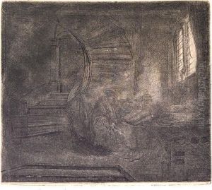 St. Jerome In A Dark Chamber. by Harmenszoon van Rijn Rembrandt