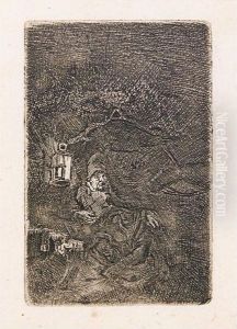 The Rest On The Flight: A Night Piece. by Harmenszoon van Rijn Rembrandt