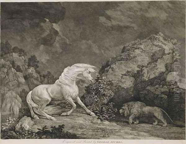 A Horse Affrighted by a Lion, engraved by the artist - view 1