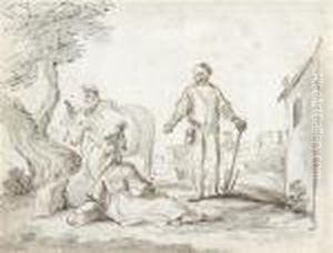 Paysans Discutant A L'oree Du Village by Harmenszoon van Rijn Rembrandt