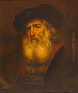 Portrait Eines Herrn Mit Weissem Bart Und Baskenmutze.