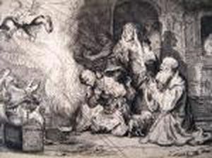 The Angel Departing From The Family Of Tobias by Harmenszoon van Rijn Rembrandt