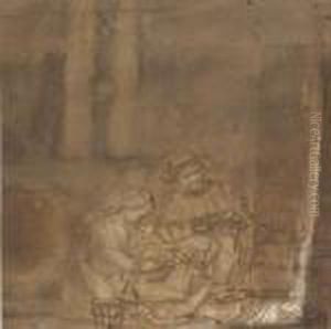 The Holy Family In An Interior by Harmenszoon van Rijn Rembrandt