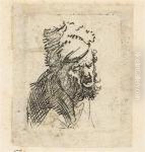 Head Of A Man In A Fur Cap, Crying Out by Harmenszoon van Rijn Rembrandt