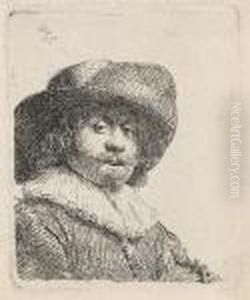 A Man In A Broad-brimmed Hat by Harmenszoon van Rijn Rembrandt