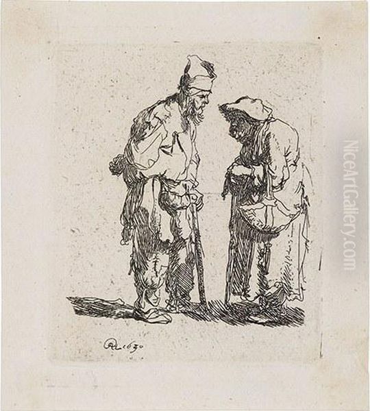 Beggar Man And A Beggar Woman Conversing - view 1