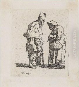Beggar Man And A Beggar Woman Conversing by Harmenszoon van Rijn Rembrandt