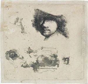 Sheet Of Studies: Head Of The Artist, A Beggar Couple