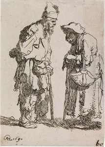 Beggar Man And A Beggar Woman Conversing by Harmenszoon van Rijn Rembrandt