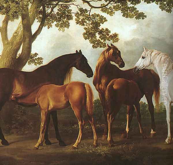 Mares and Foals in a Landscape (detail) 1760-69 by George Stubbs
