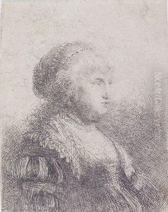 Saskia With Pearls In Her Hair by Harmenszoon van Rijn Rembrandt