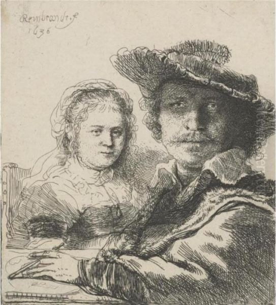 Self Portrait With Saskia (b., Holl. 19; H. 144; Bb.36-a) - view 1