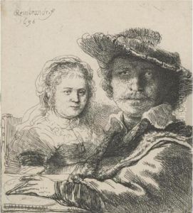 Self Portrait With Saskia (b., Holl. 19; H. 144; Bb.36-a) by Harmenszoon van Rijn Rembrandt