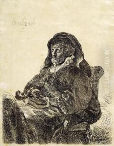 La Madre Del Artista Con Vestido Y Guantes Negros, C.1631 by Harmenszoon van Rijn Rembrandt
