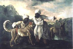 Cheetah and Stag with two Indians, c.1765