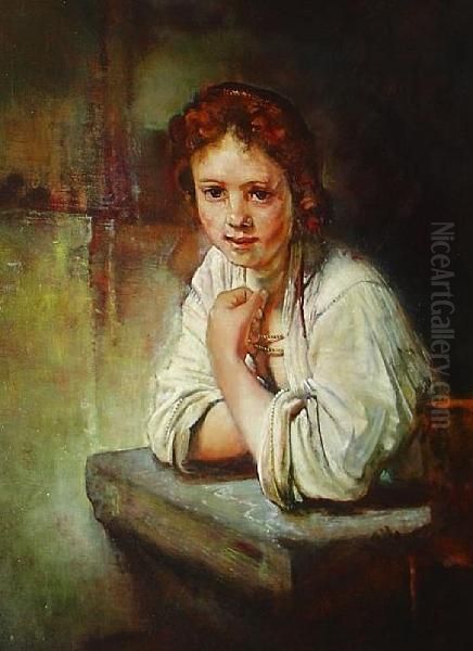 Girl Leaning On A Ledge - view 1