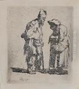 Beggar Man And A Beggar Woman Conversing(bartsch 164) by Harmenszoon van Rijn Rembrandt