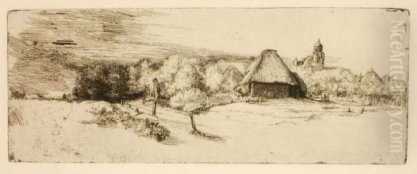 Landschaft Mit Baumen, Bauernhausern Und Turm - view 1