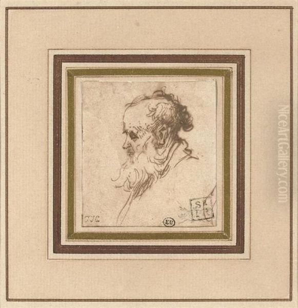 Head Of A Bearded Man In Profile To The Left - view 1