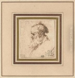 Head Of A Bearded Man In Profile To The Left by Harmenszoon van Rijn Rembrandt