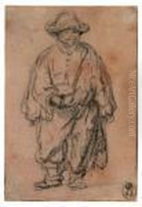 Beggar Inbrimmed Hat - Stehender Bettler Mit Hut, Von Vorn, In Ganzerfigur by Harmenszoon van Rijn Rembrandt