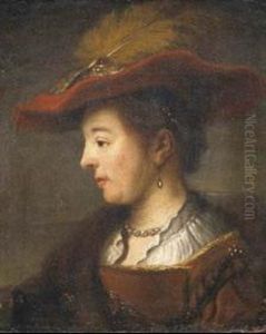 Ritratto Di Dama Di Profilo Con Cappello Piumato