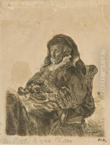 The Artist's Mother Seated, In Widow's Dress And Blackgloves