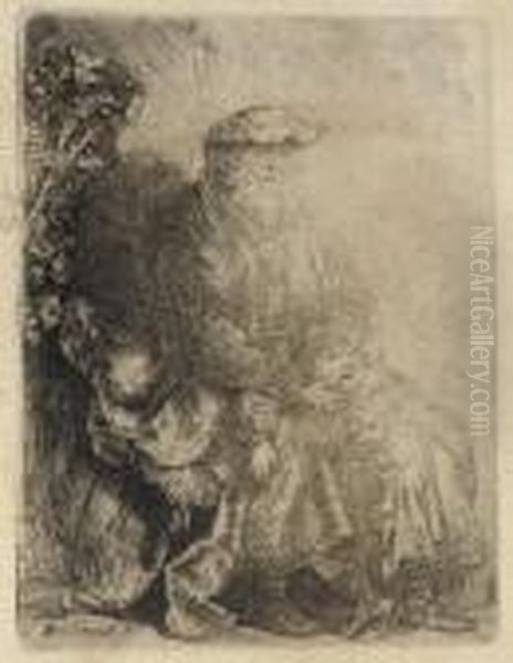 Abraham Caressing Isaac (b., Holl. 33; H. 148) - view 1