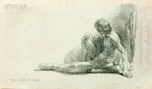 Nude Man Seated On The Ground