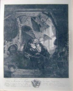'tobias Recovers His Sight',
Restrike Etching With Dedication Printed 1755, France, 29cm X 22cm,
Framed by Harmenszoon van Rijn Rembrandt