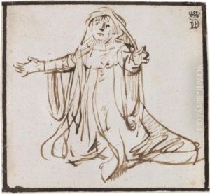 Study Of A Kneeling Female Figure by Harmenszoon van Rijn Rembrandt