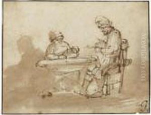 The Holy Family Seated In An Interior by Harmenszoon van Rijn Rembrandt