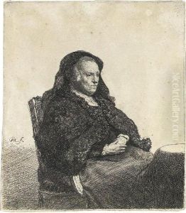 The Artist's Mother Seated At A Table, Looking Right (b., Holl. 343; H. 52)
