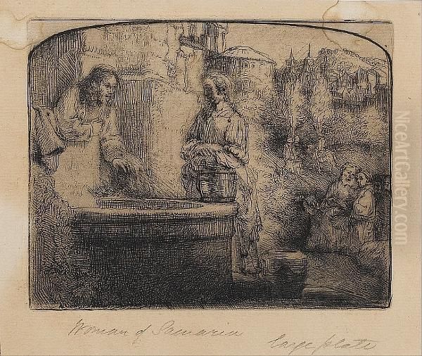 Christ And The Woman Of Samaria:an Arched Plate (bartsch 70) - view 1