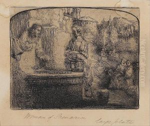 Christ And The Woman Of Samaria:an Arched Plate (bartsch 70)
