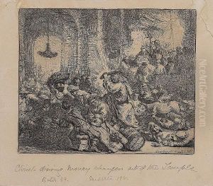 Christ Driving The Money Changers From The Temple (bartsch 69) by Harmenszoon van Rijn Rembrandt