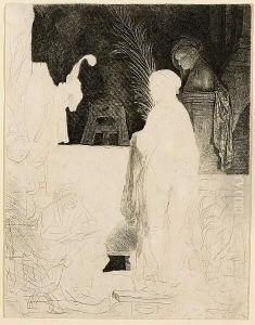 The Artist Drawing From The Model by Harmenszoon van Rijn Rembrandt